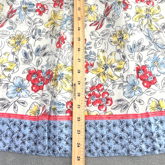 Talbots Womens 10 A Line Midi Skirt Floral Dragonfly Blue White Cottage Garden - Picture 8 of 12